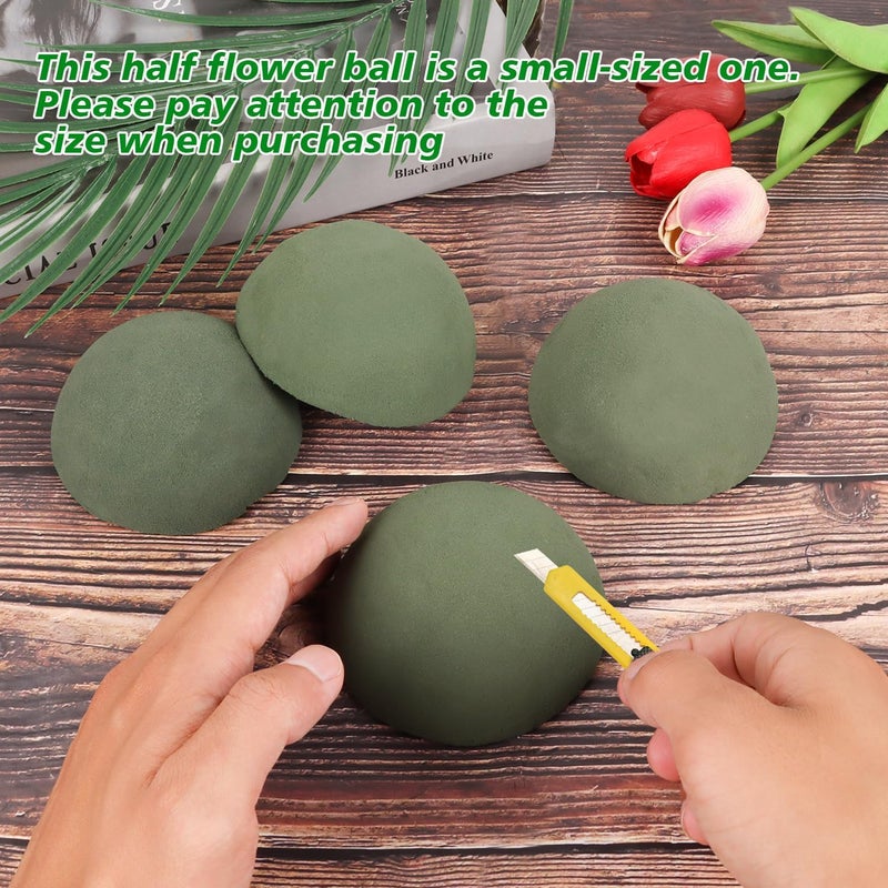 STEFORD 4 PCS Half Ball Floral Foam, Round Floral Dry Foam Blocks Green Flower Styrofoam for Fresh and Artificial Flower Arrangements (3.5 X 1.8 Inches) - Image 3